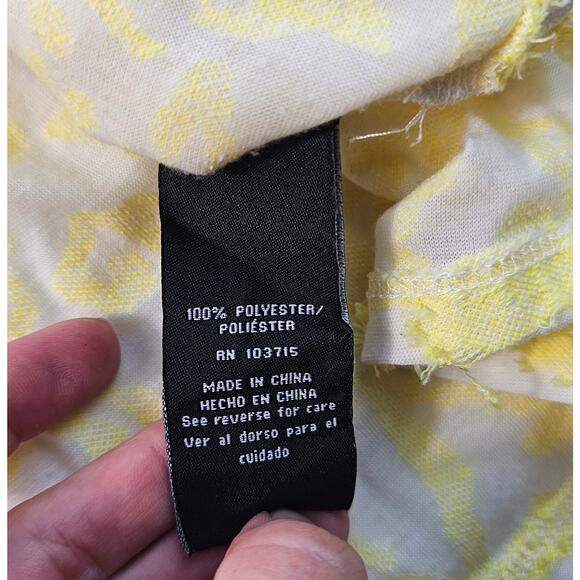 Zac & Rachel oversized boxy mixed media yellow textured summer blouse sz S EUC - Picture 4 of 7